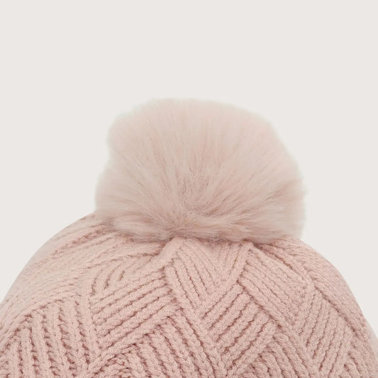 Gorro Invierno Niña Con Pompon Rosado