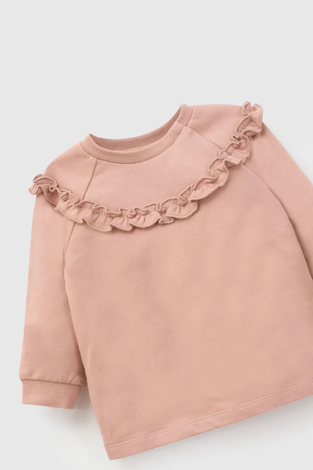 Conjunto cuello vuelos niña rosado Polycotton