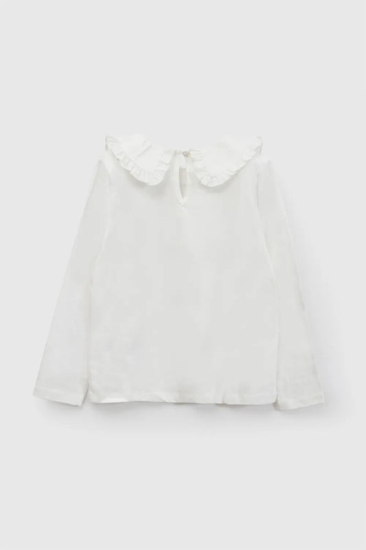 Polera cuello bobo niña blanca