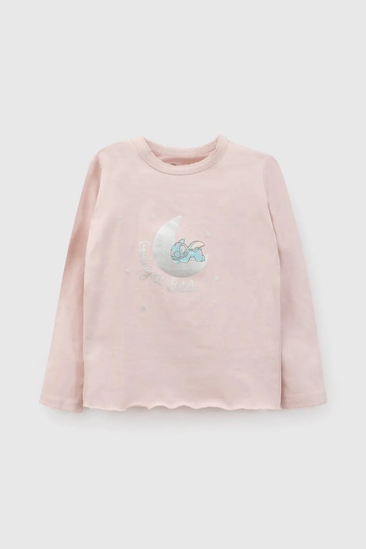 Pijama manga larga Stitch niña rosado
