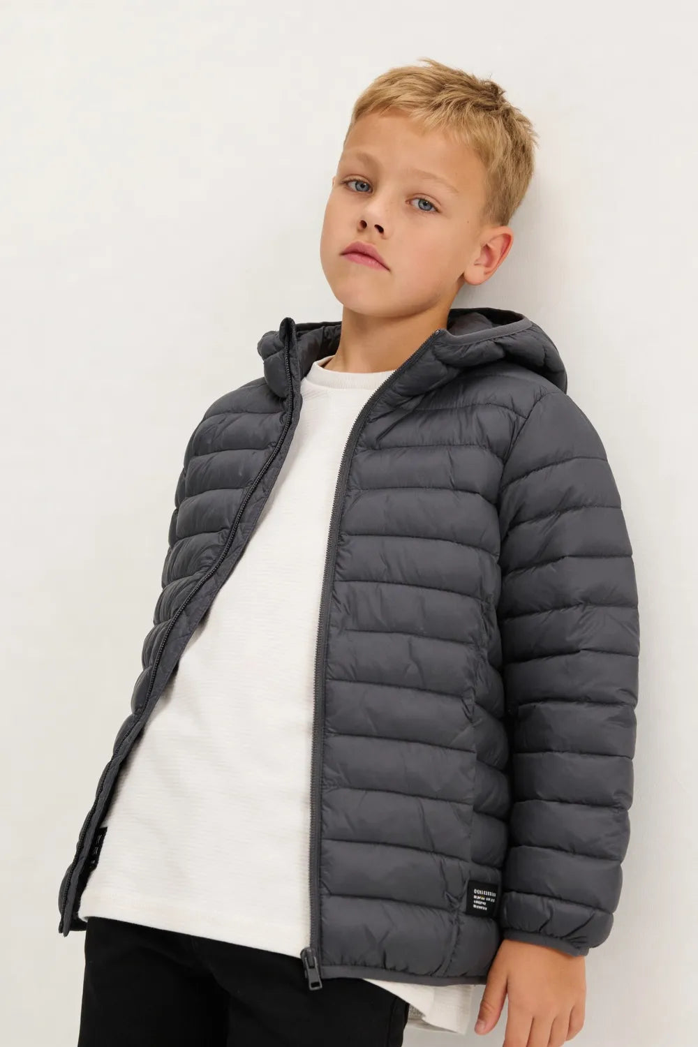 Parka con Cierre Niño Gris