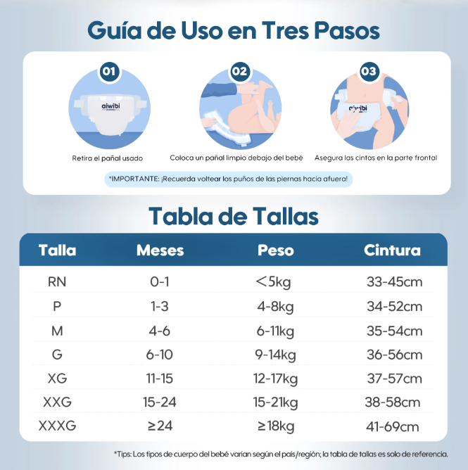 1 Paquete de Pañal para Bebés Premium Aiwibi