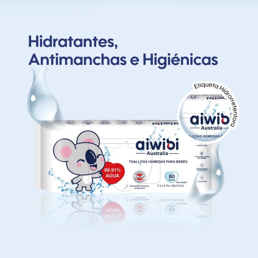 3 Paquetes de Toallitas húmedas para bebés 99,91% de agua / 240 unidades
