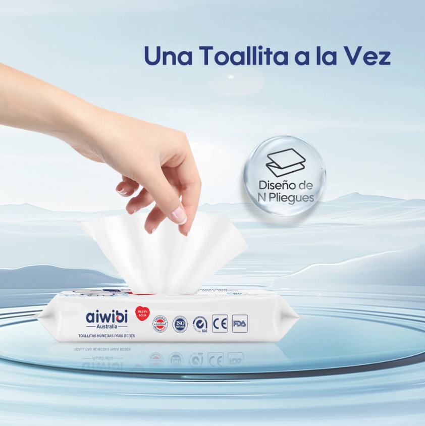 3 Paquetes de Toallitas húmedas para bebés 99,91% de agua / 240 unidades