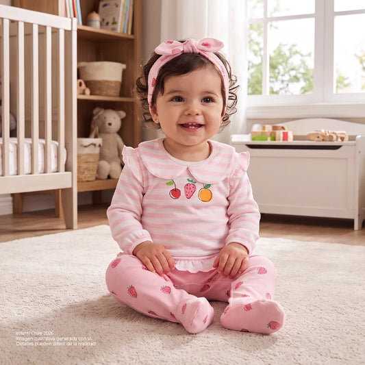 Conjunto Con Cintillo Fruit Niña Algodón Infanti