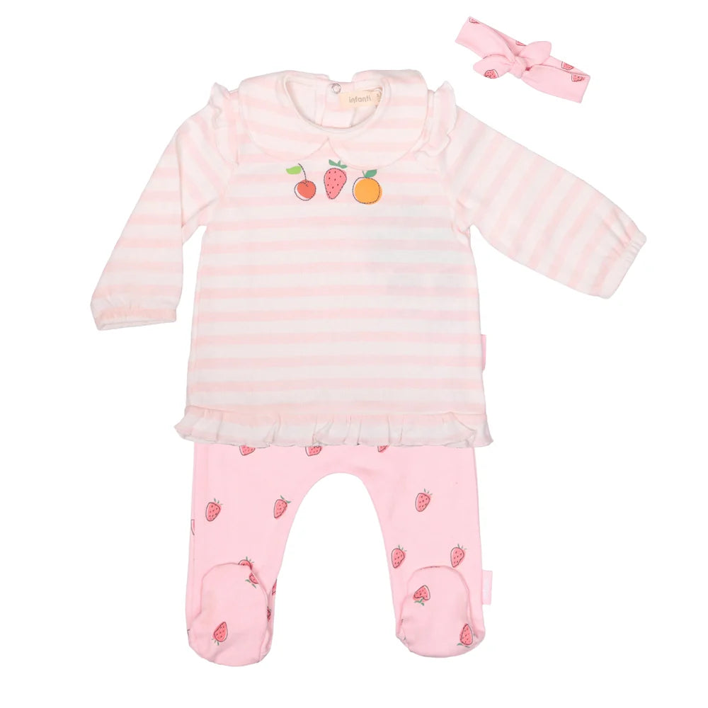 Conjunto Con Cintillo Fruit Niña Algodón Infanti