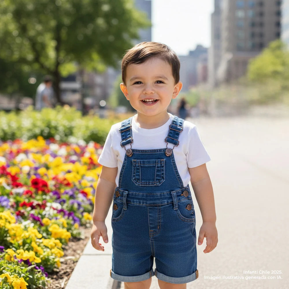 Jardinera Corta Denim Unisex Infanti