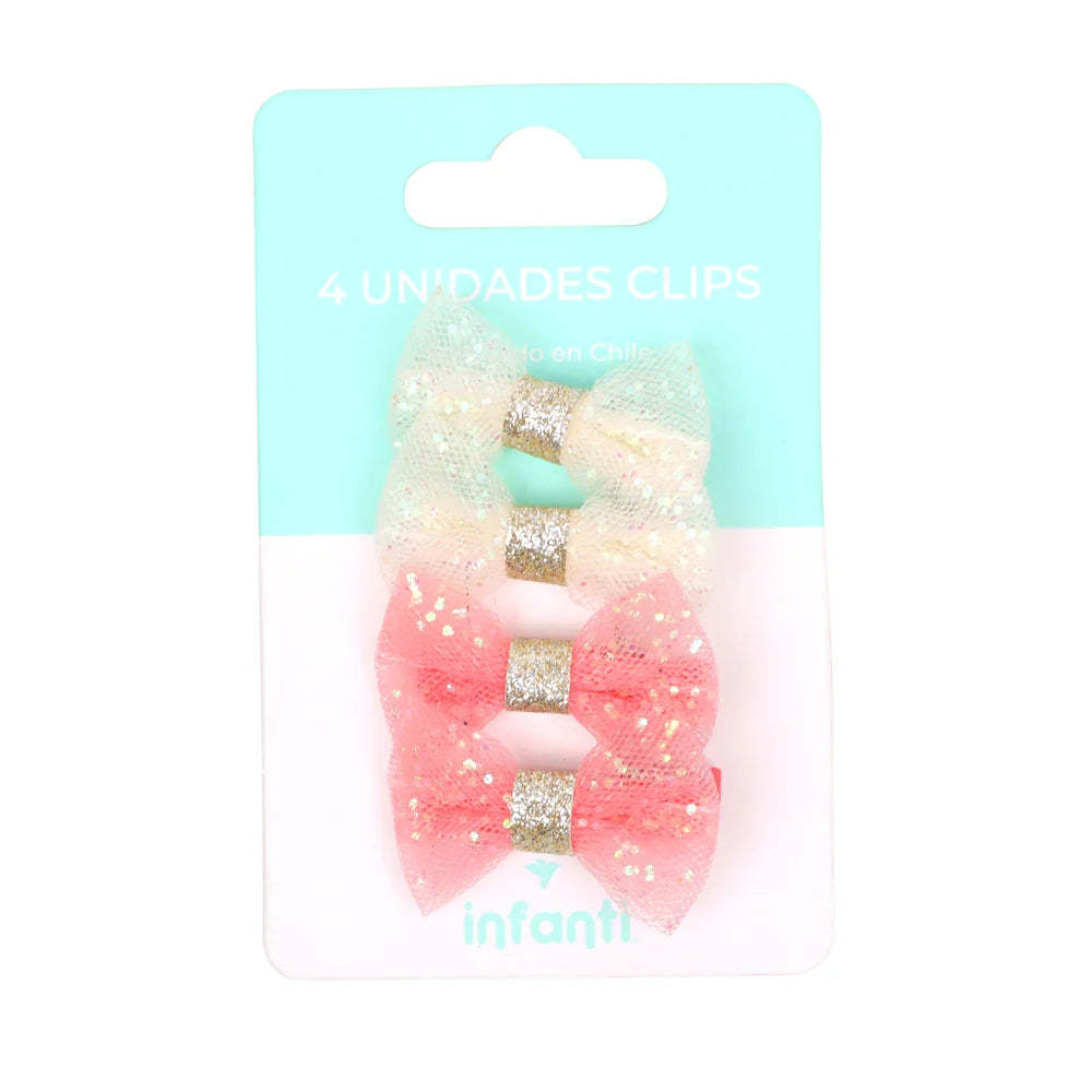 Pack 4 Pinches Corbatas Glitter Infanti