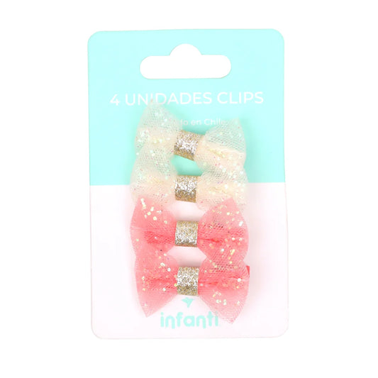 Pack 4 Pinches Corbatas Glitter Infanti