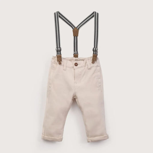 Pantalón con Suspensores Beige de Niño