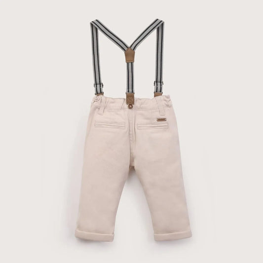 Pantalón con Suspensores Beige de Niño