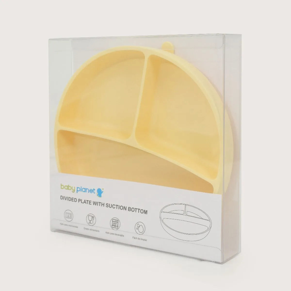 Plato dividido con base antideslizante amarillo