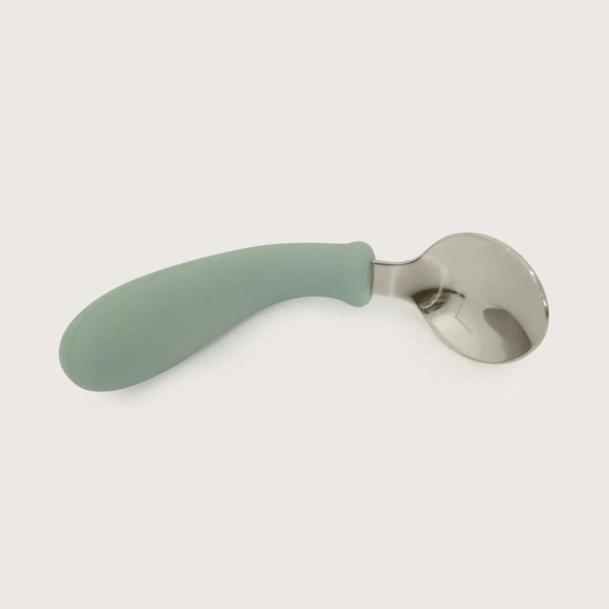 Set cuchara y tenedor silicona acero giratorios verde