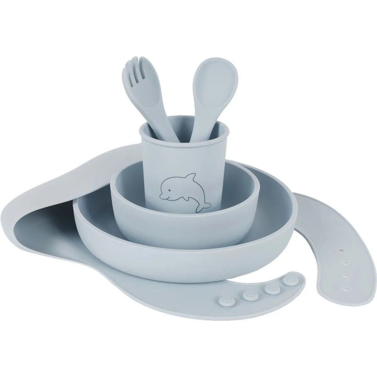 Set alimentación con diseño laser azul