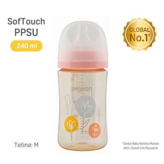 Mamadera PPSU "Flower" 240 ml SofTouch Pigeon