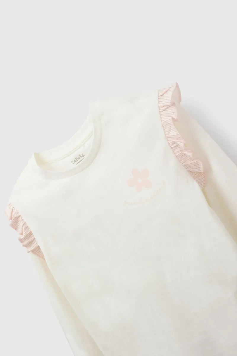 Pijama Manga Larga Flor Niña Rosado