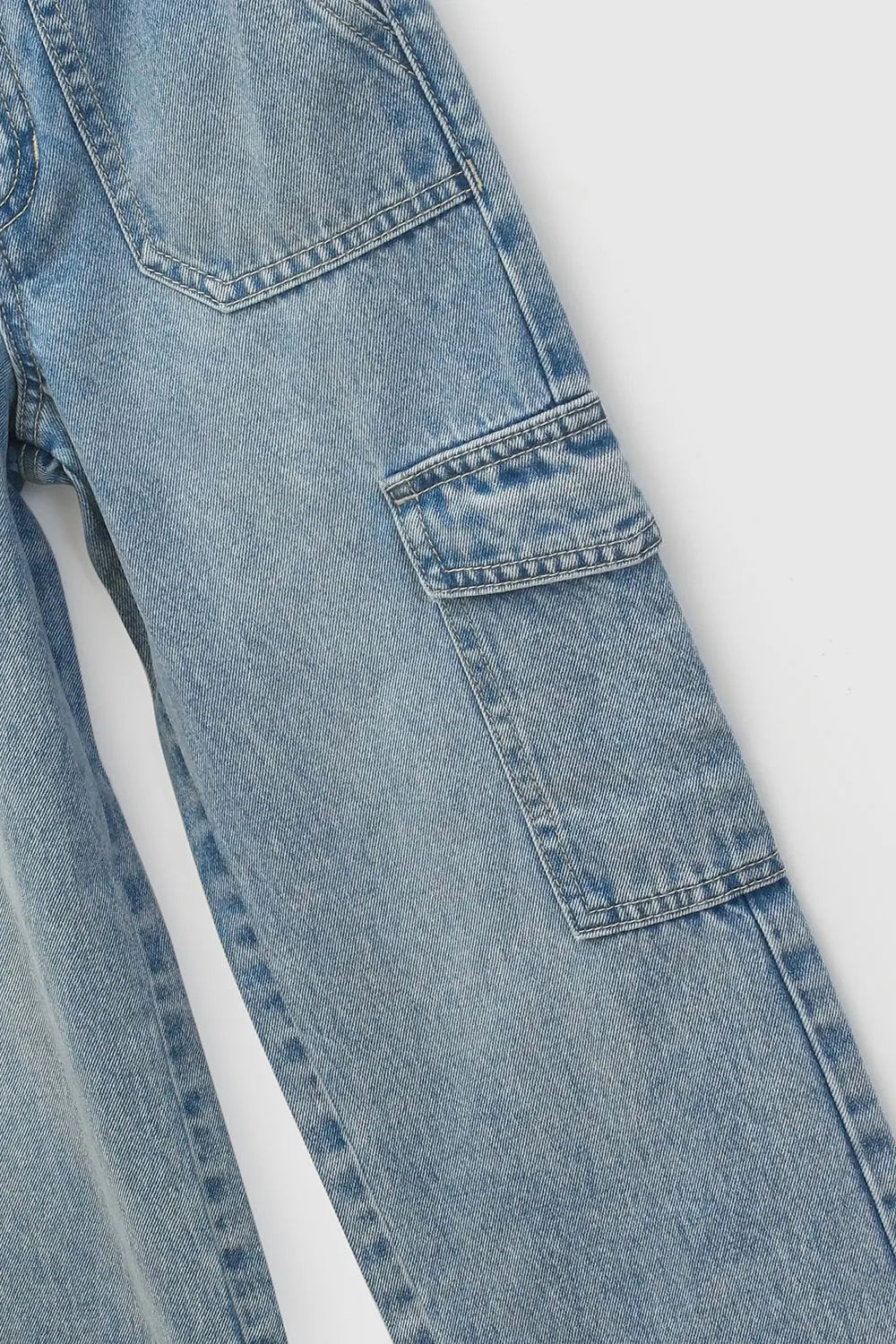 Jeans cargo recto niña celeste