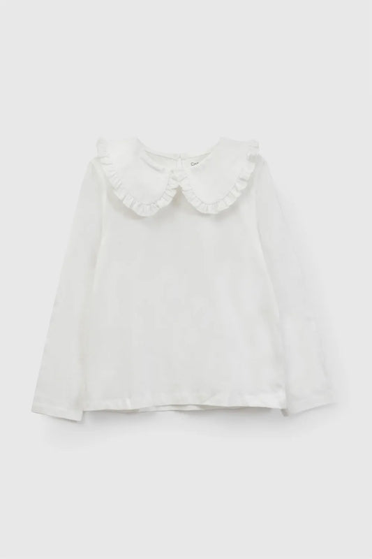 Polera cuello bobo niña blanca