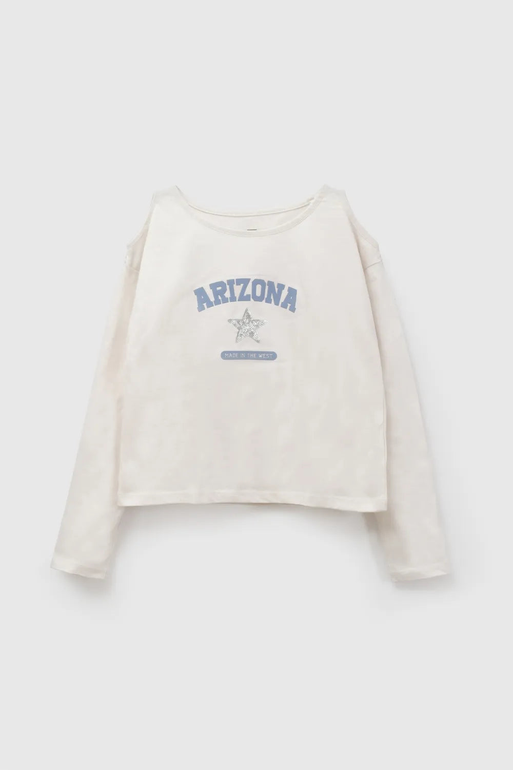 Polera sin hombro arizona niña beige