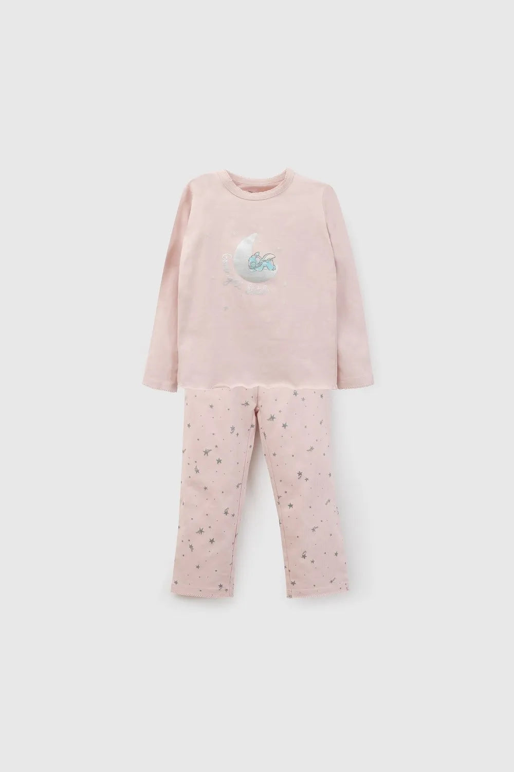 Pijama manga larga Stitch niña rosado