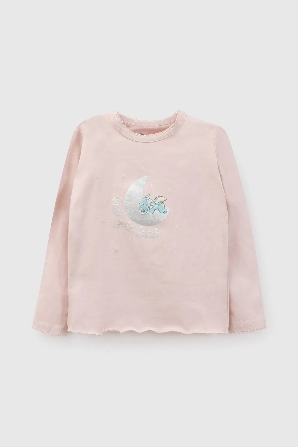 Pijama manga larga Stitch niña rosado