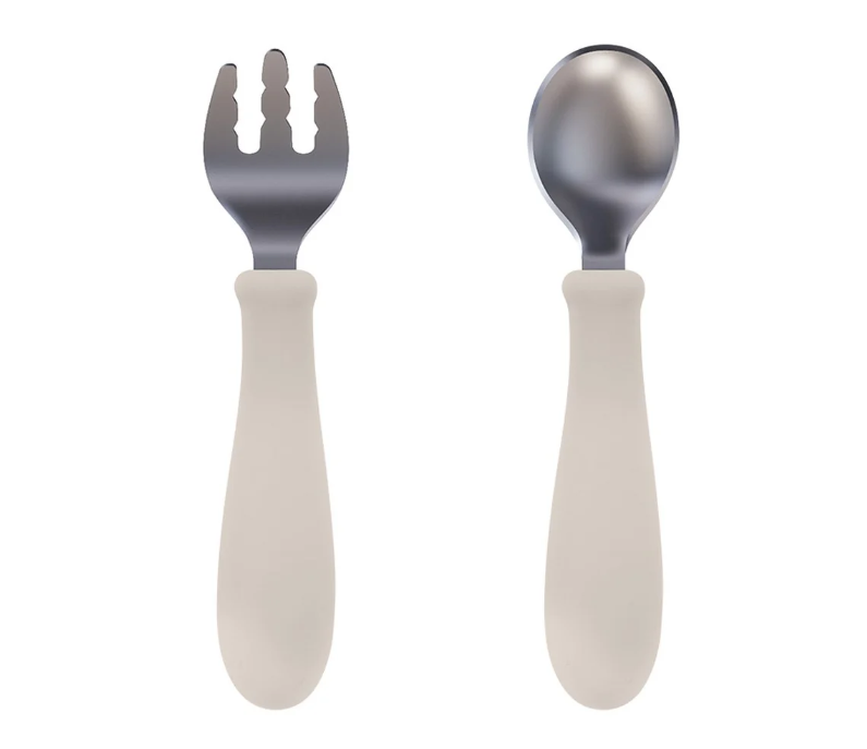 Set Cuchara + Tenedor Silicona y Acero Inox Giratorios