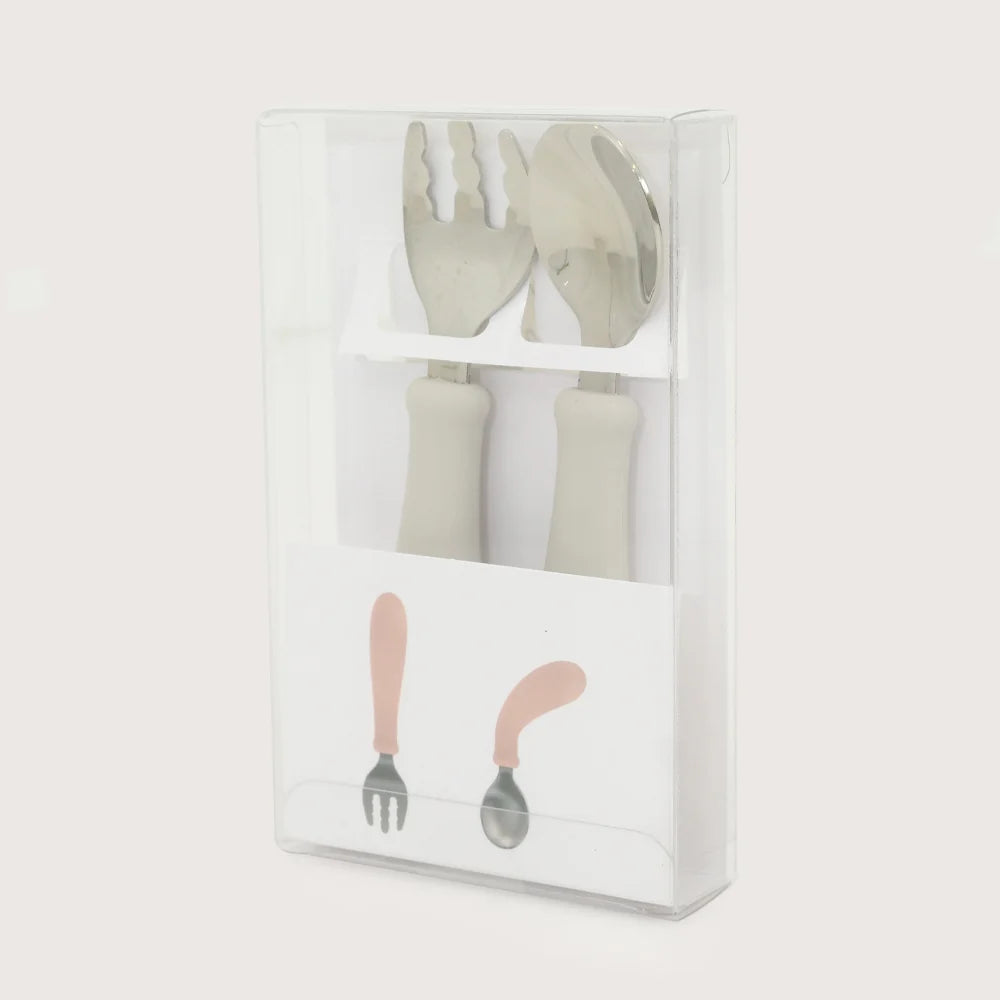 Set Cuchara + Tenedor Silicona y Acero Inox Giratorios