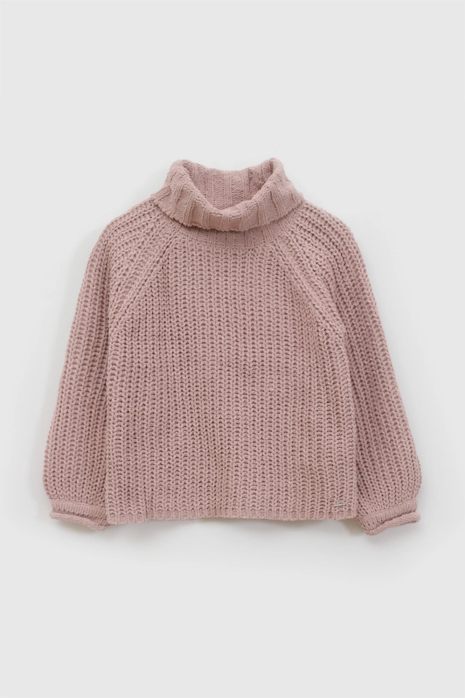 Sweater Chenille Básico Niña Rosado con Tejido Liso