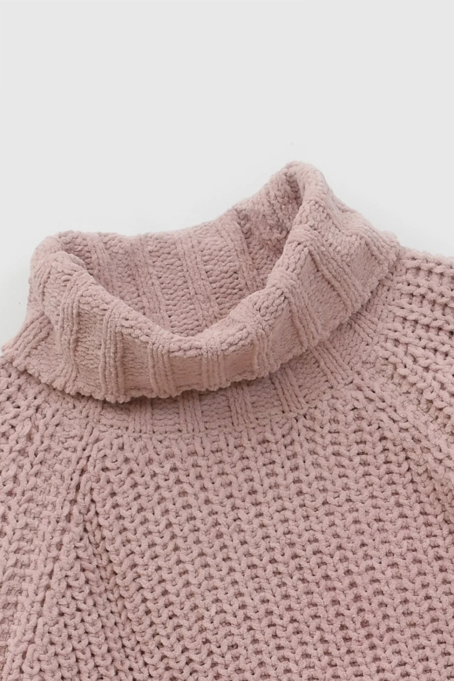Sweater Chenille Básico Niña Rosado con Tejido Liso