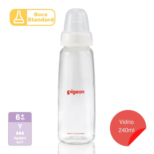 Mamadera Pigeon de Vidrio 240 ml Anticólica Boca Estándar