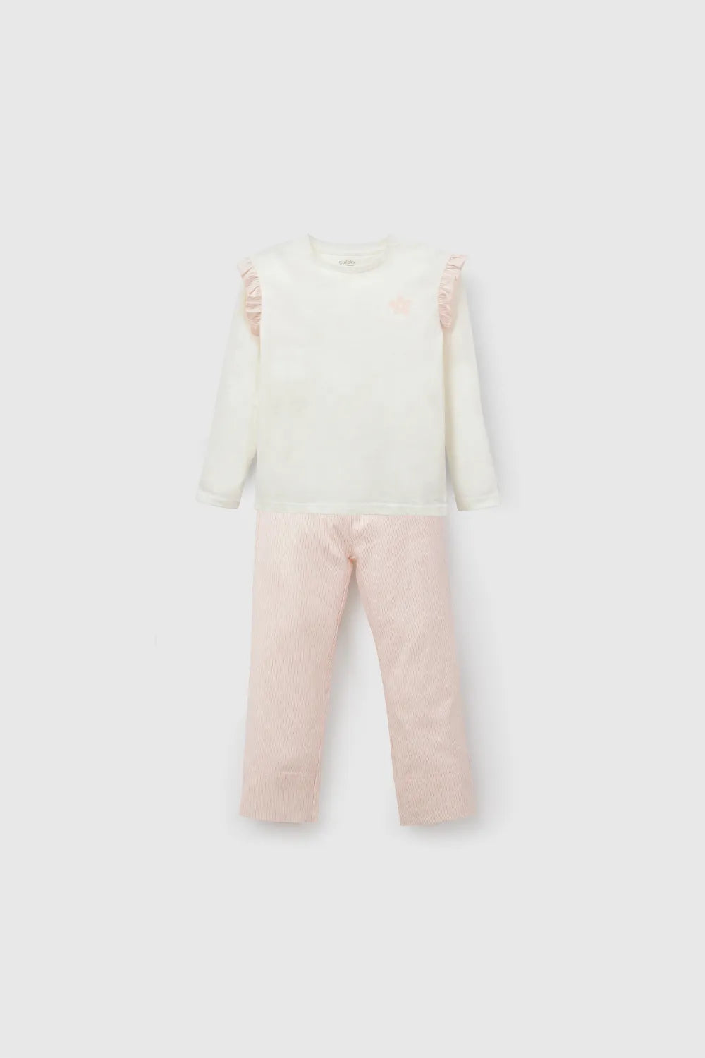 Pijama Manga Larga Flor Niña Rosado