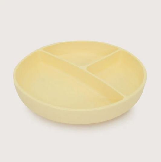 Plato dividido con base antideslizante amarillo