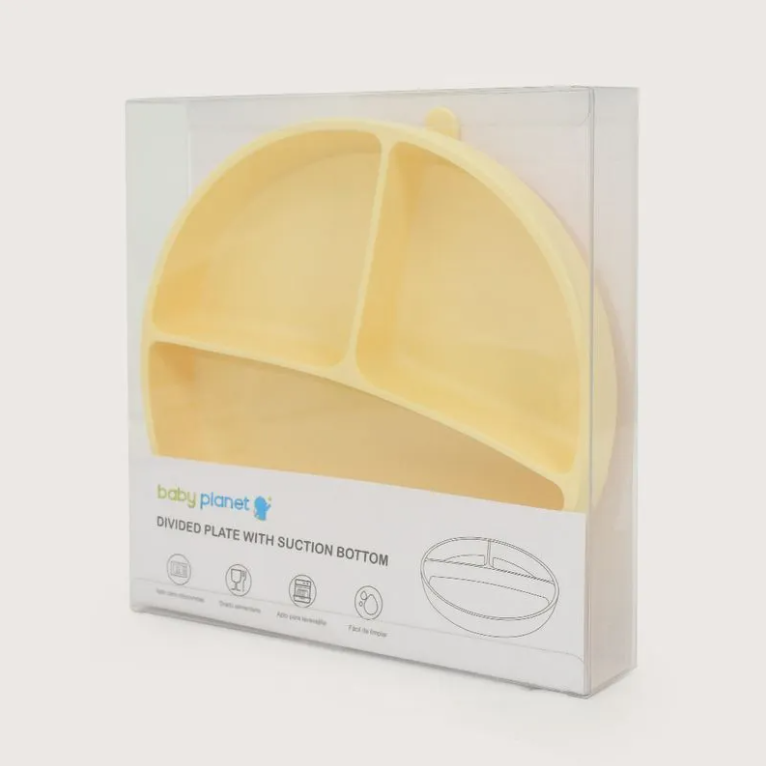 Plato dividido con base antideslizante amarillo