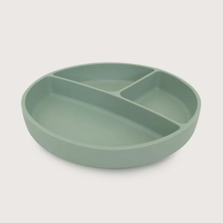 Plato Dividido con Base Antideslizante Verde