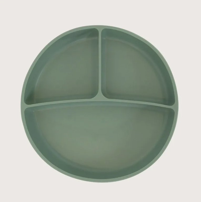 Plato Dividido con Base Antideslizante Verde