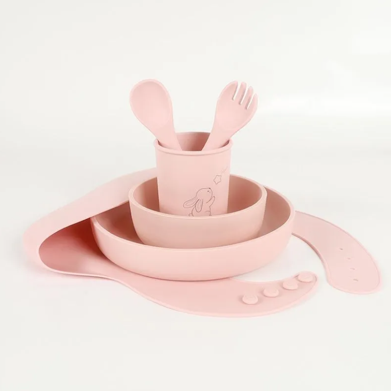 Set de Alimentación con Diseño Laser Rosado