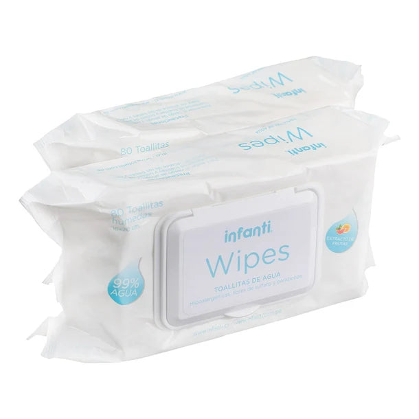 Toallas Húmedas de Agua Wipes 2x80 Infanti