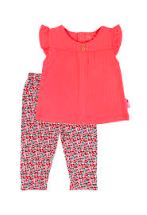 Conjunto de Bebé Niña Coral/Blanco 1 Conjunto de Bebé Niña Coral/Blanco